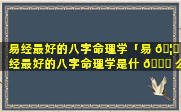 易经最好的八字命理学「易 🦋 经最好的八字命理学是什 🐕 么」